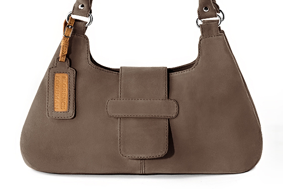Luxueux sac à main, élégant et raffiné, coloris marron chocolat. Personnalisation : Choix des cuirs et des couleurs. - Florence KOOIJMAN